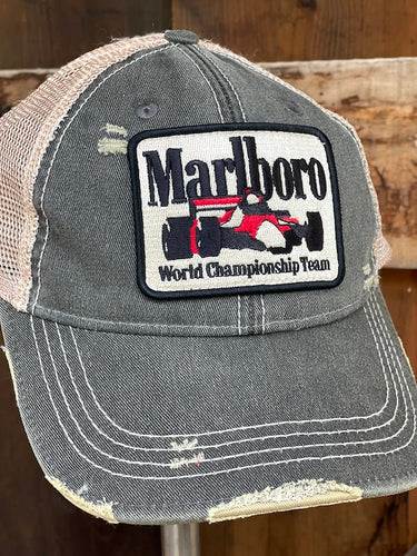 Pit Crew Racing Hat- Distressed Black Snapback
